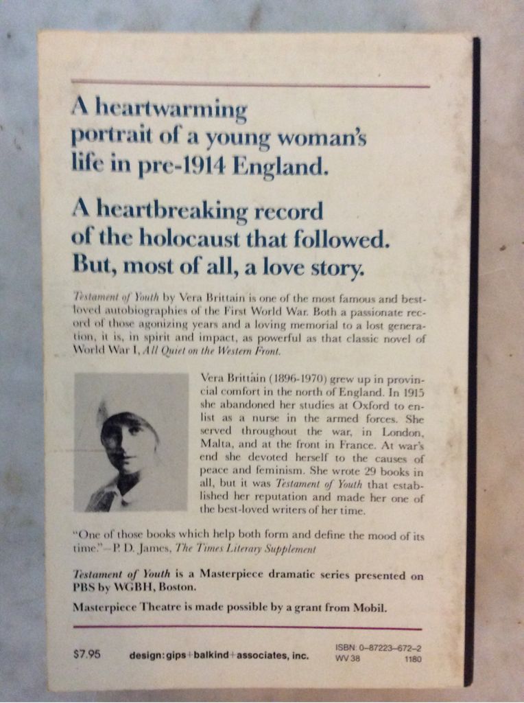 Testament Of Youth  (Putnam Publishing Group - Paperback) book collectible [Barcode 9780872236721] - Main Image 2