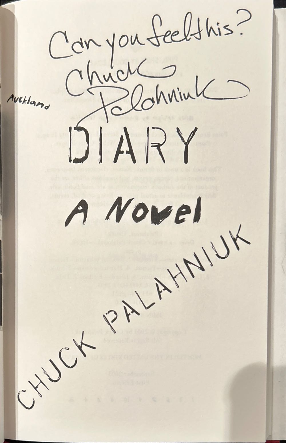 Diary - Chuck Palahniuk (Doubleday Books - Hardcover) book collectible [Barcode 9780385509473] - Main Image 3