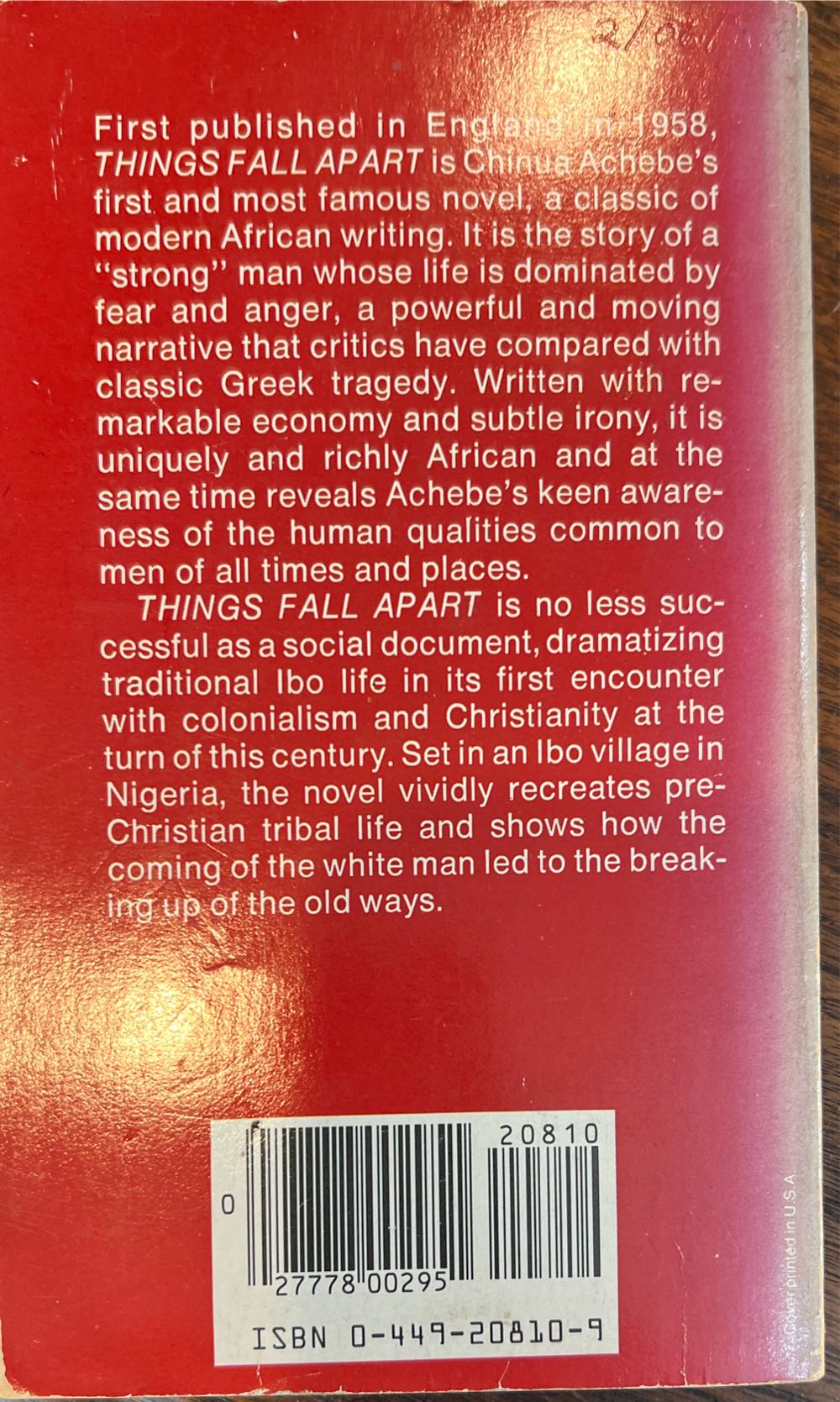 Things Fall Apart - Chinua Achebe (Fawcett Books - Paperback) book collectible [Barcode 9780449208106] - Main Image 2