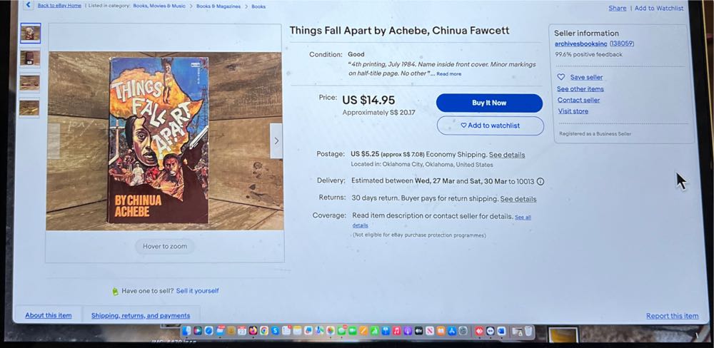 Things Fall Apart - Chinua Achebe (Fawcett Books - Paperback) book collectible [Barcode 9780449208106] - Main Image 4