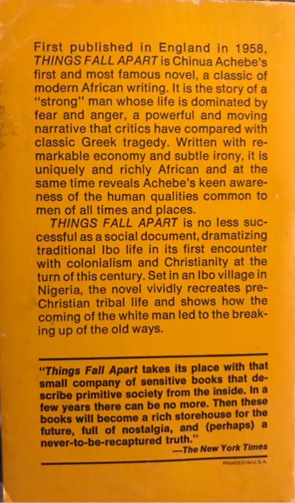 Things Fall Apart  (Fawcett) book collectible [Barcode 9780449241424] - Main Image 2