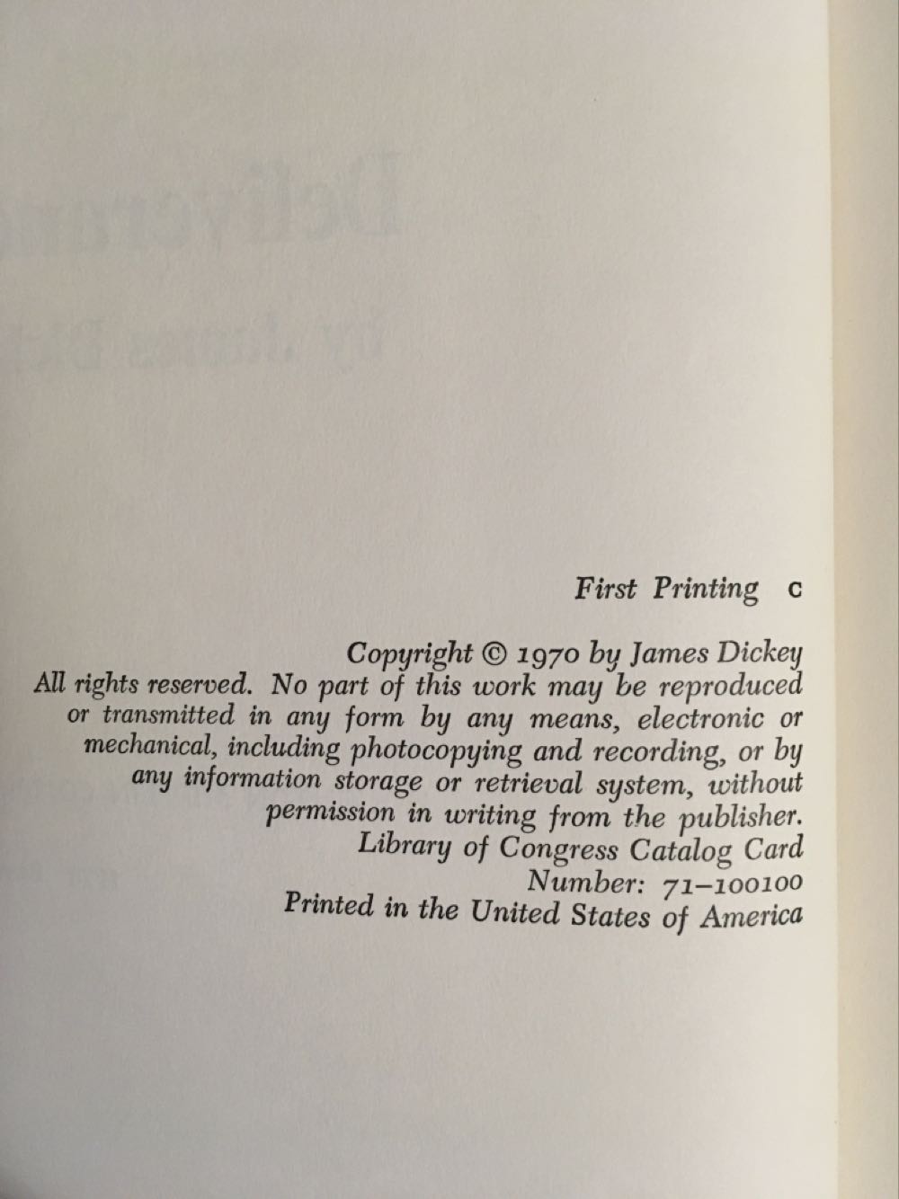 Deliverance - James Dickey (Houghton Mifflen and company - Hardcover) book collectible [Barcode 9780440318682] - Main Image 2