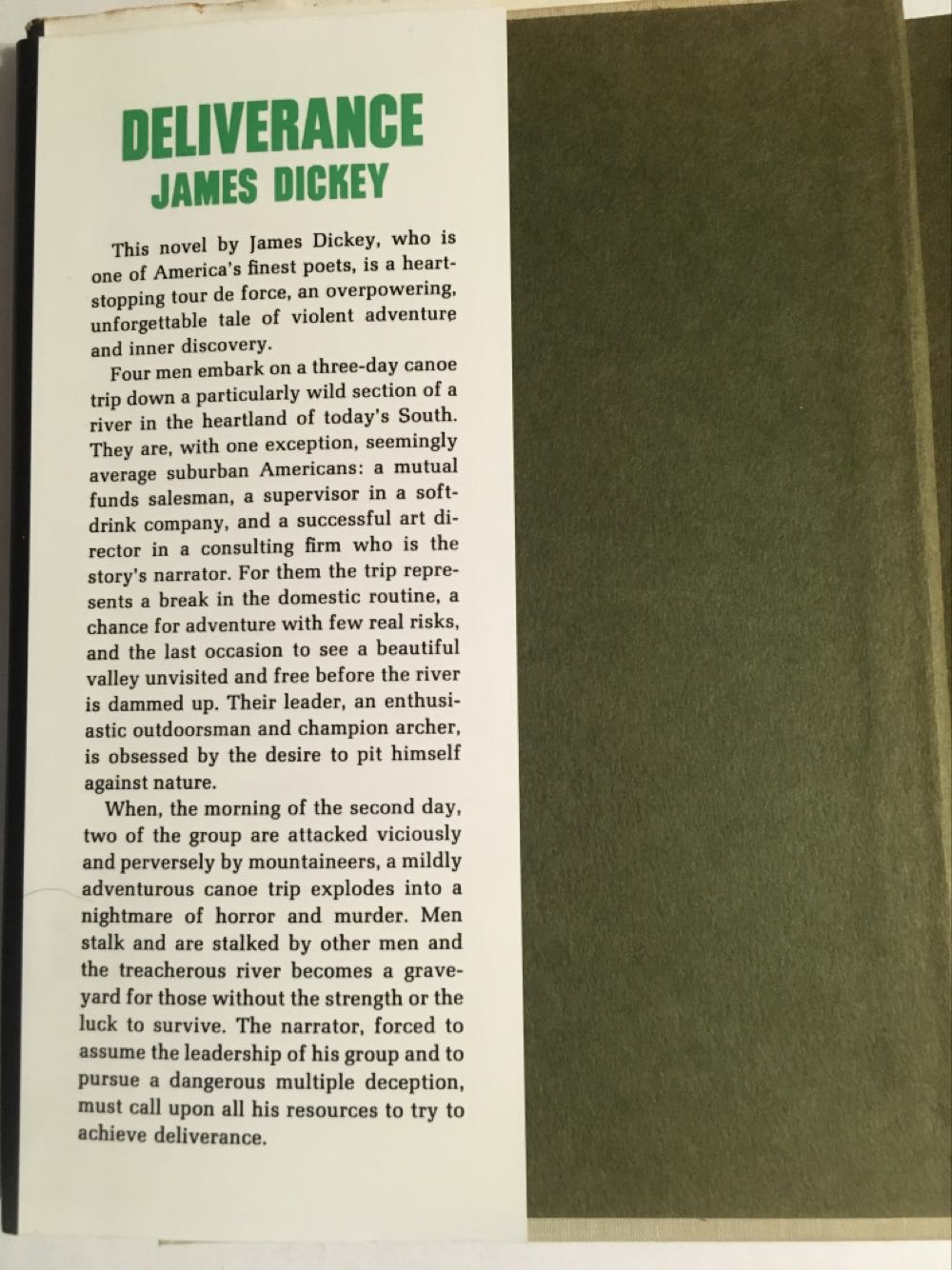 Deliverance - James Dickey (Houghton Mifflen and company - Hardcover) book collectible [Barcode 9780440318682] - Main Image 3
