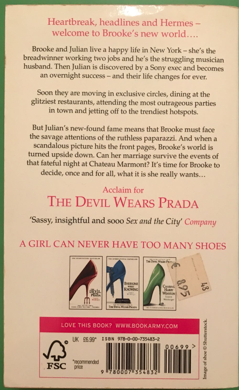 Last Night At Chateau Marmont - Lauren Weisberger (Beyond Words/Atria Books - Paperback) book collectible [Barcode 9780007354832] - Main Image 2