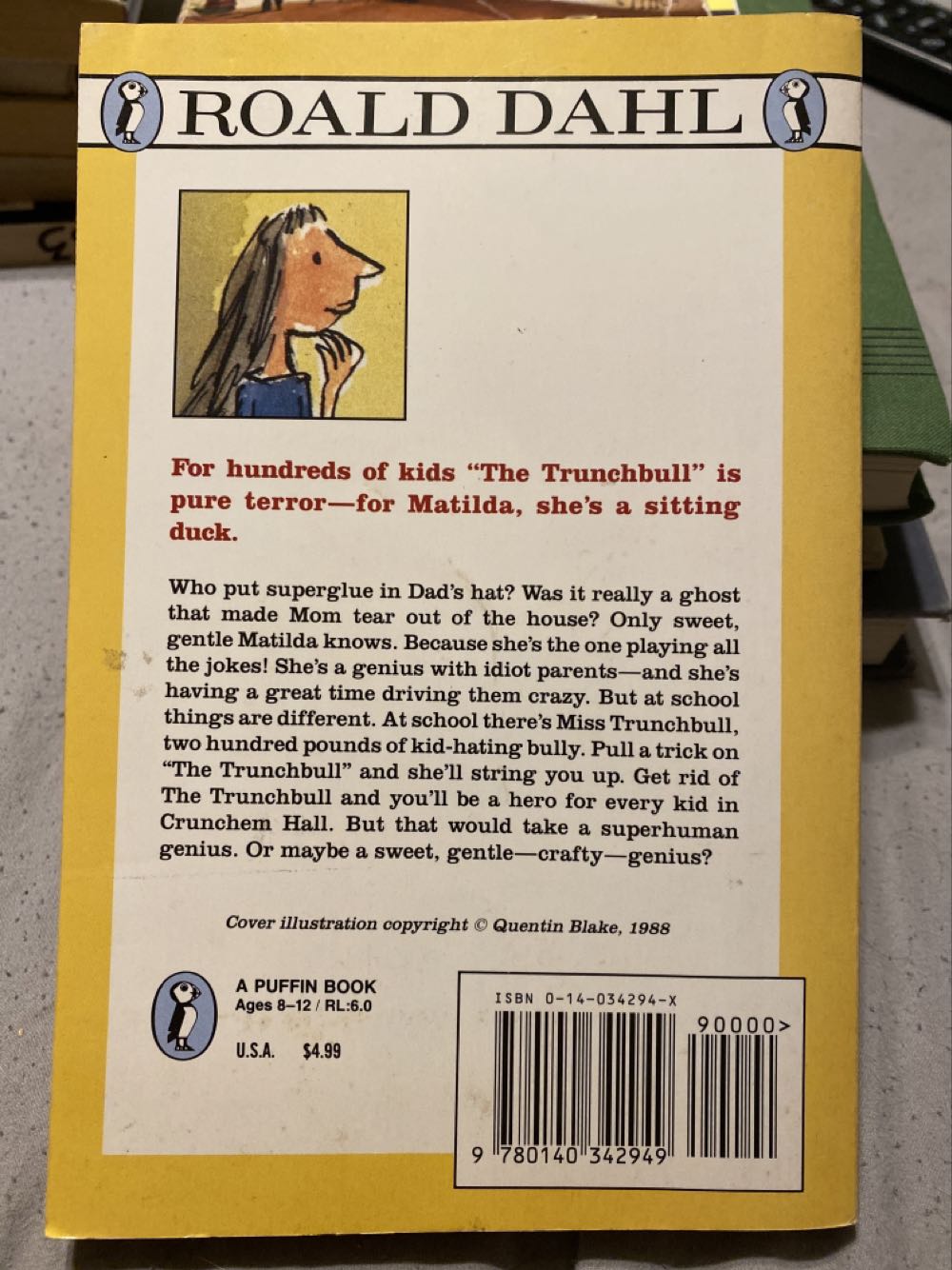 Matilda - Roald Dahl (Puffin Books - Paperback) book collectible [Barcode 9780140342949] - Main Image 2