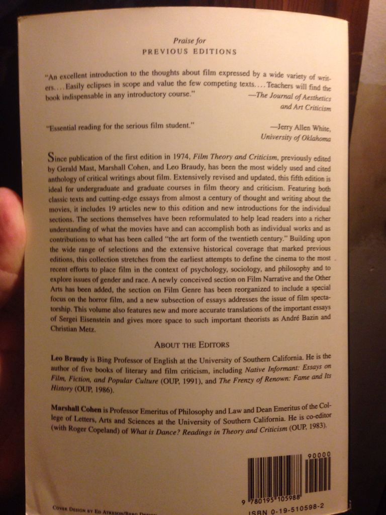 Film Theory and Criticism - Marsall Cohen (Oxford University Press, USA) book collectible [Barcode 9780195105988] - Main Image 2