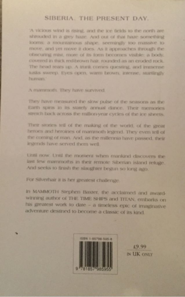 Mammoth - Stephen Baxter (Millennium Orion Publishing Group - Trade Paperback) book collectible [Barcode 9781857985955] - Main Image 2