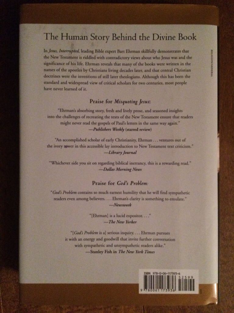 Jesus Interrupted - Bart D. Ehrman (Harper One - Hardcover) book collectible [Barcode 9780061173936] - Main Image 2