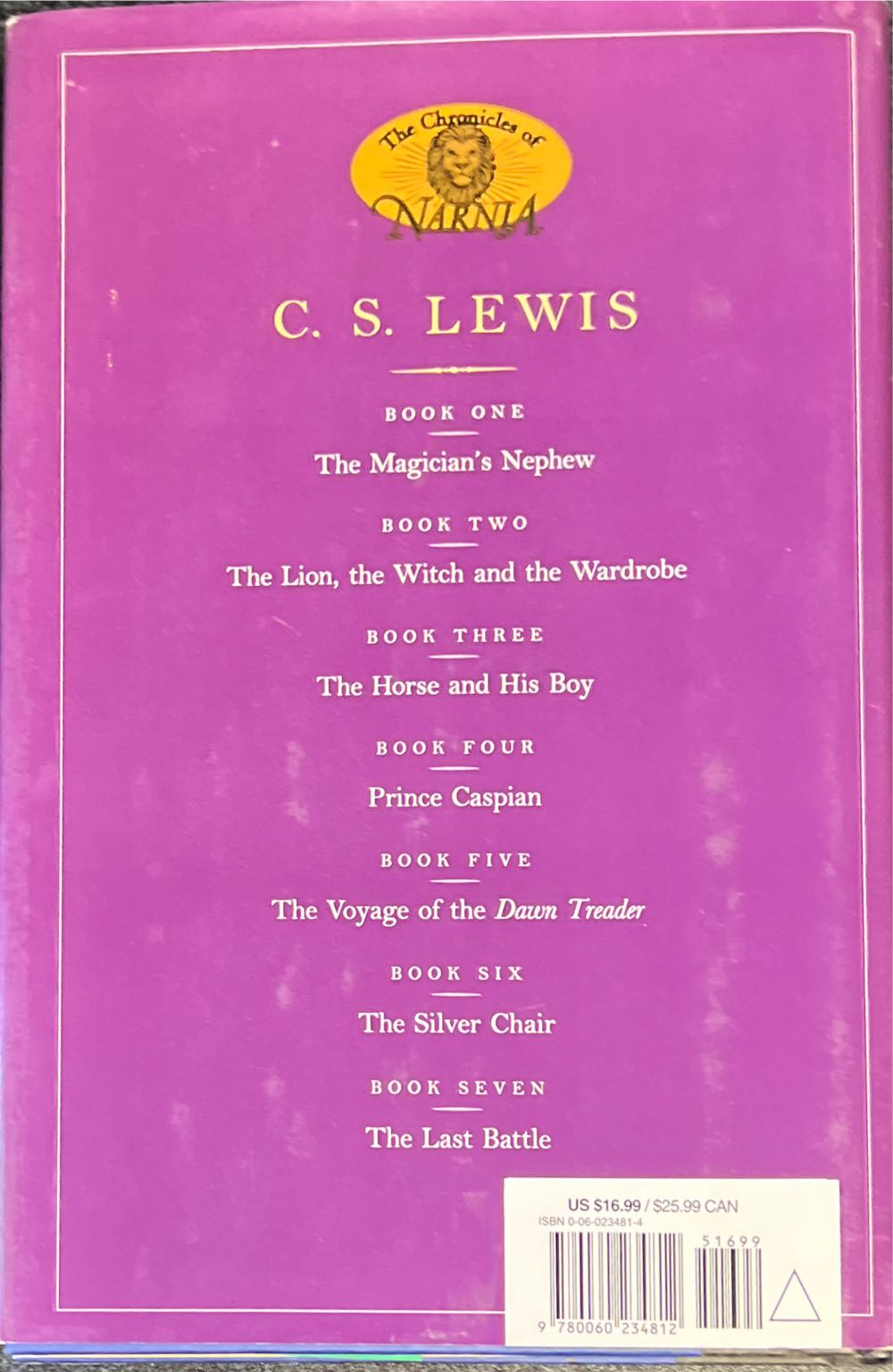 The Lion, the Witch and the Wardrobe - C. S. Lewis (Zondervan - Hardcover) book collectible [Barcode 9780060234812] - Main Image 2