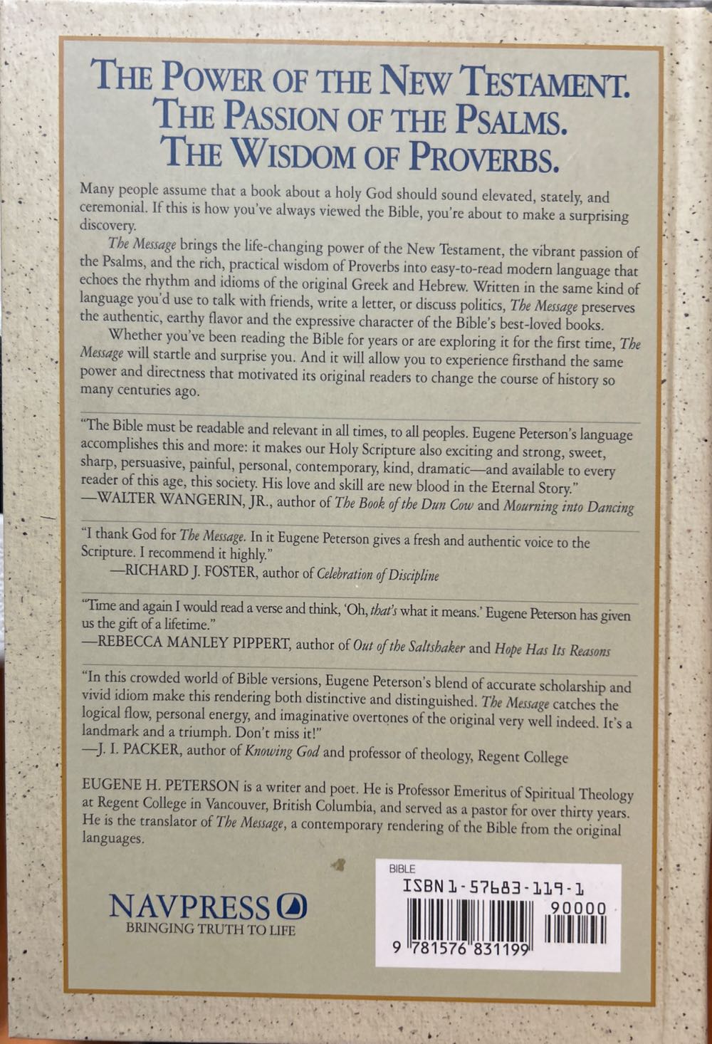 BIBLE: The Message - Eugene H. Peterson (Navpress Publishing Group - Calf-Binding) book collectible [Barcode 9781576831199] - Main Image 2