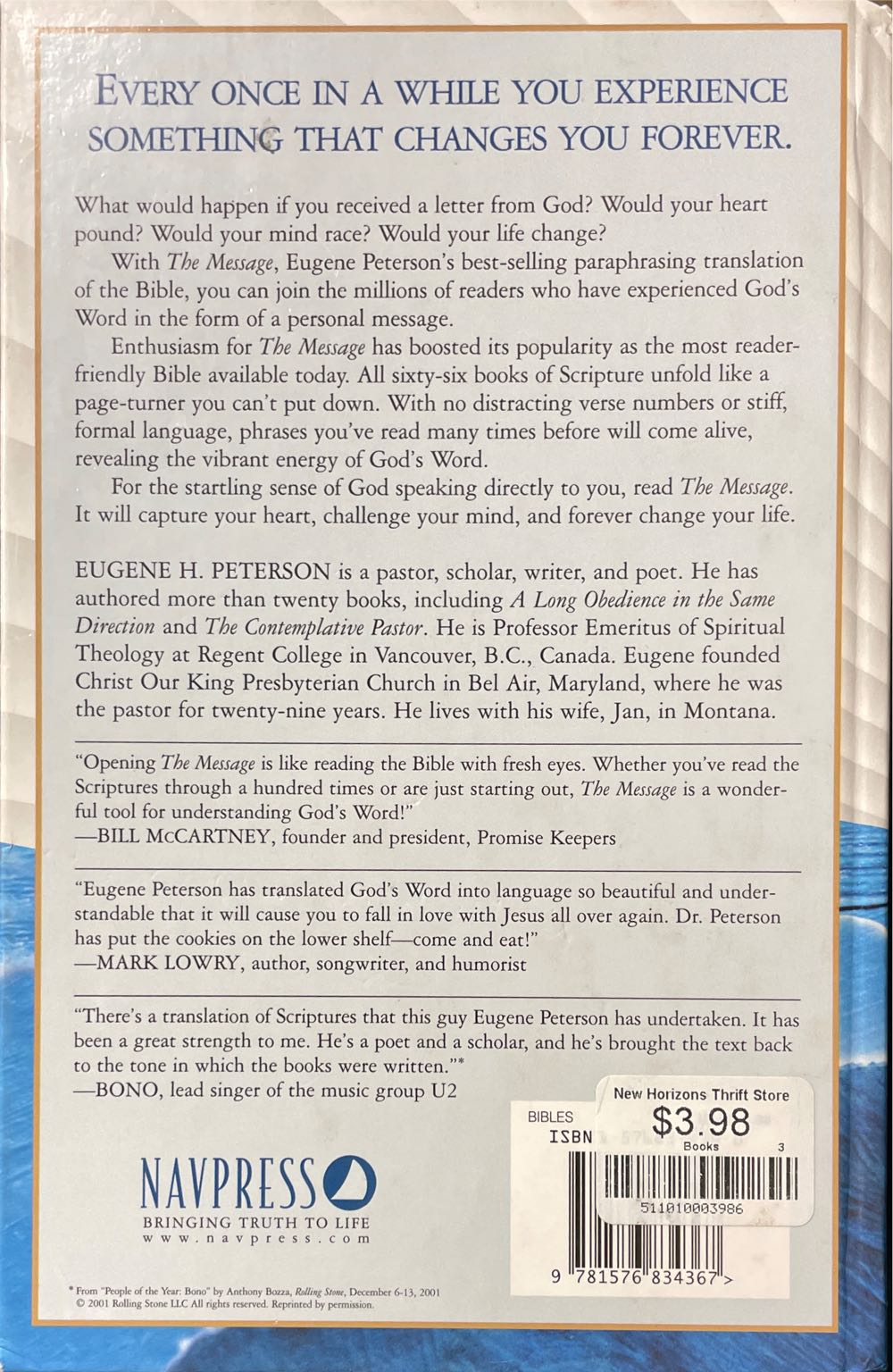 The Message - Eugene H. Peterson (Navpress Publishing Group - Hardcover) book collectible [Barcode 9781576834367] - Main Image 2