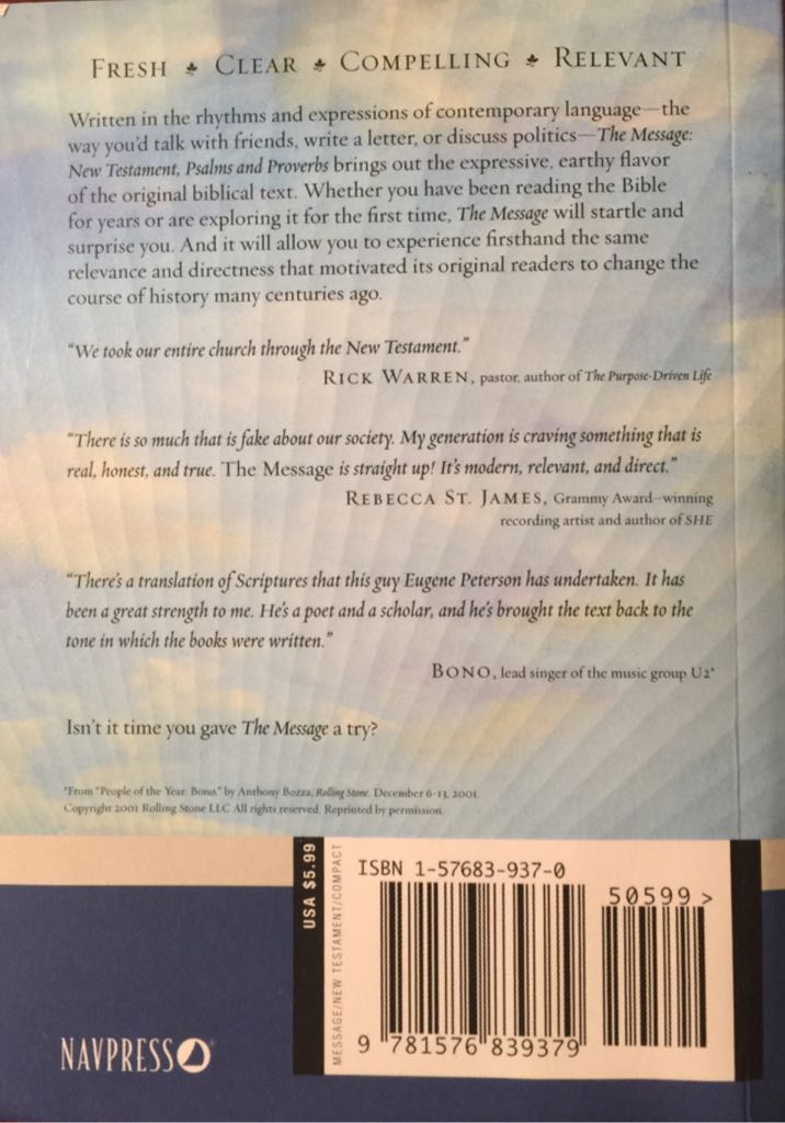 The Message  (Navpress Publishing Group - Paperback) book collectible [Barcode 9781576839379] - Main Image 2