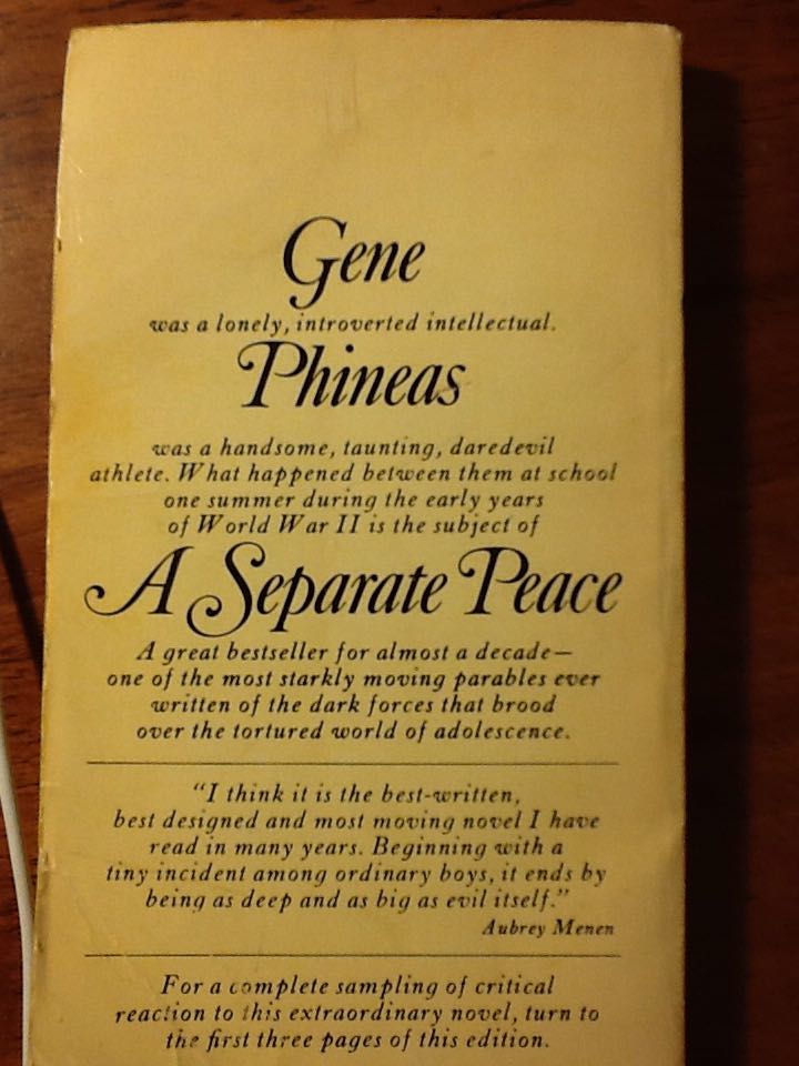 A Separate Peace - John Knowles (Bantam - Paperback) book collectible [Barcode 9780553121100] - Main Image 2