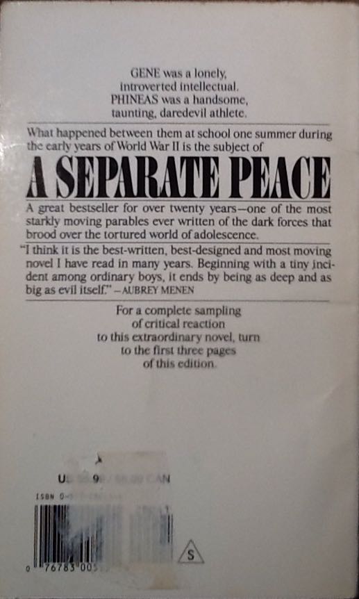 A Separate Peace - John Knowles (Bantam - Paperback) book collectible [Barcode 9780553280418] - Main Image 2