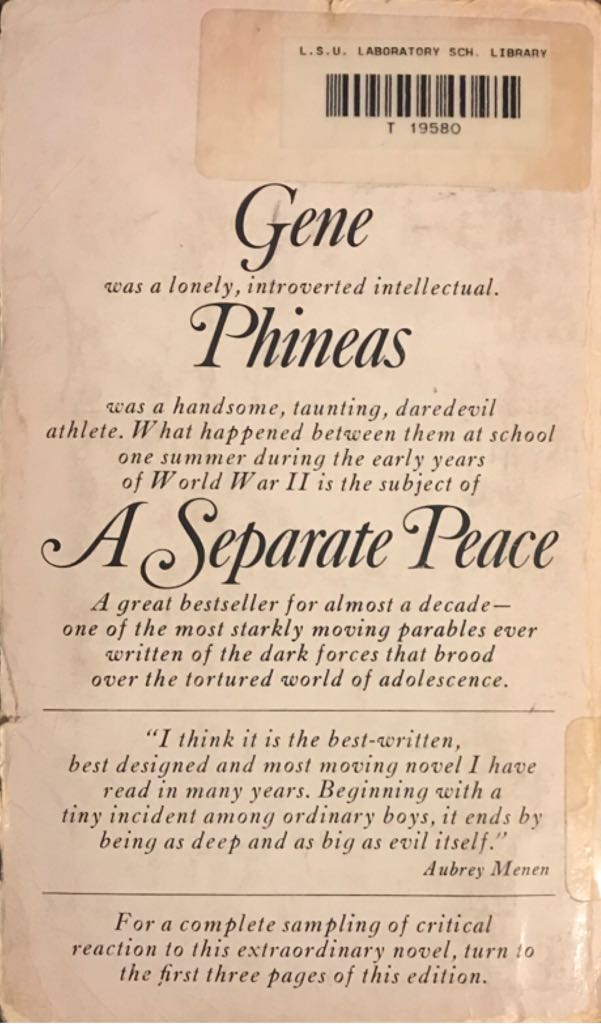 A Separate Peace - John Knowles (Bantam Books - Paperback) book collectible - Main Image 2