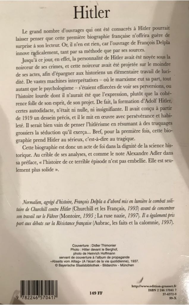 Hitler  (Grasset) book collectible [Barcode 9782246570417] - Main Image 2