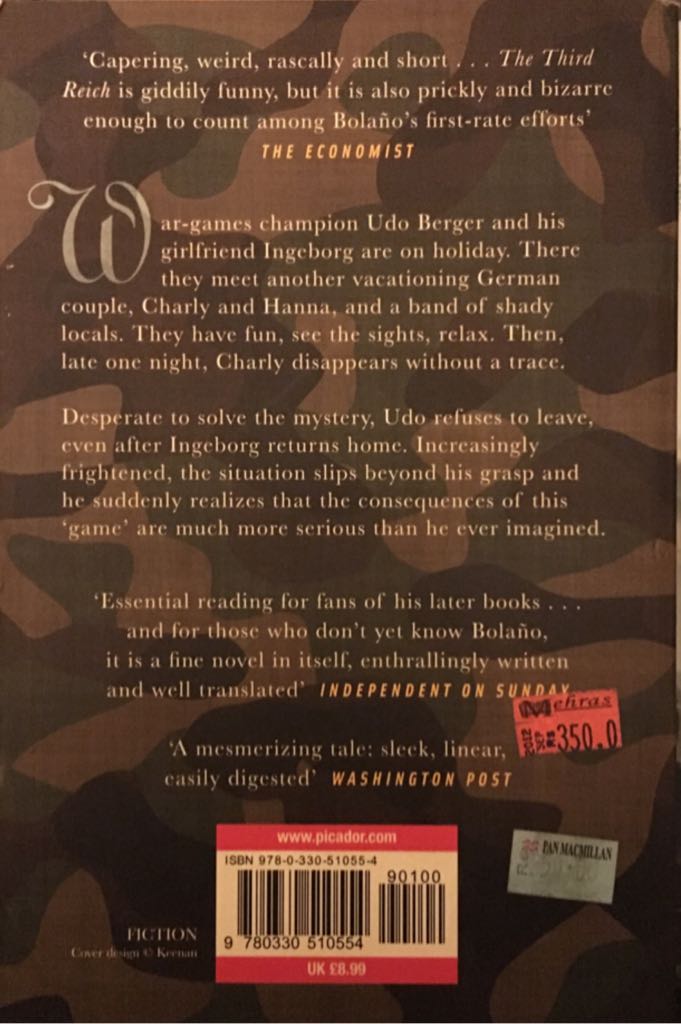 The Third Reich - Roberto Bolaño (Picador - Trade Paperback) book collectible [Barcode 9780330510554] - Main Image 2