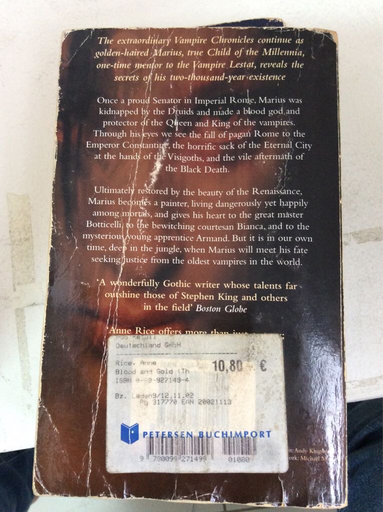 Blood And Gold - Anne Rice (Ballantine Books - Paperback) book collectible [Barcode 9780099271499] - Main Image 2