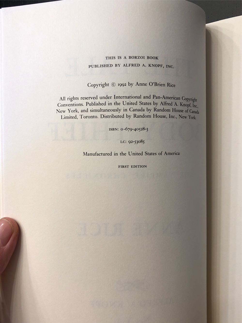 The Tale of the Body Thief - Anne Rice (Alfred a Knopf Inc - Hardcover) book collectible [Barcode 9780679405283] - Main Image 3