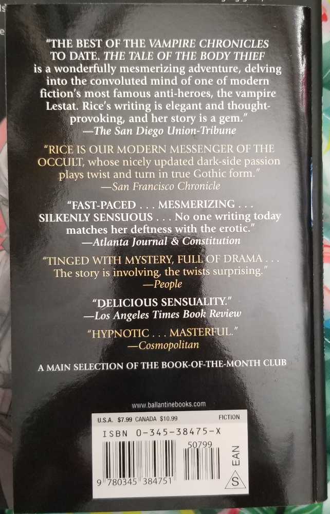 The Tale of the Body Thief - Anne Rice (Ballantine Books - Paperback) book collectible - Main Image 2