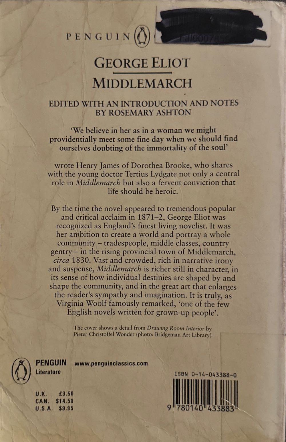 Middlemarch - George Eliot (Penguin Group USA - Trade Paperback) book collectible [Barcode 9780140433883] - Main Image 2