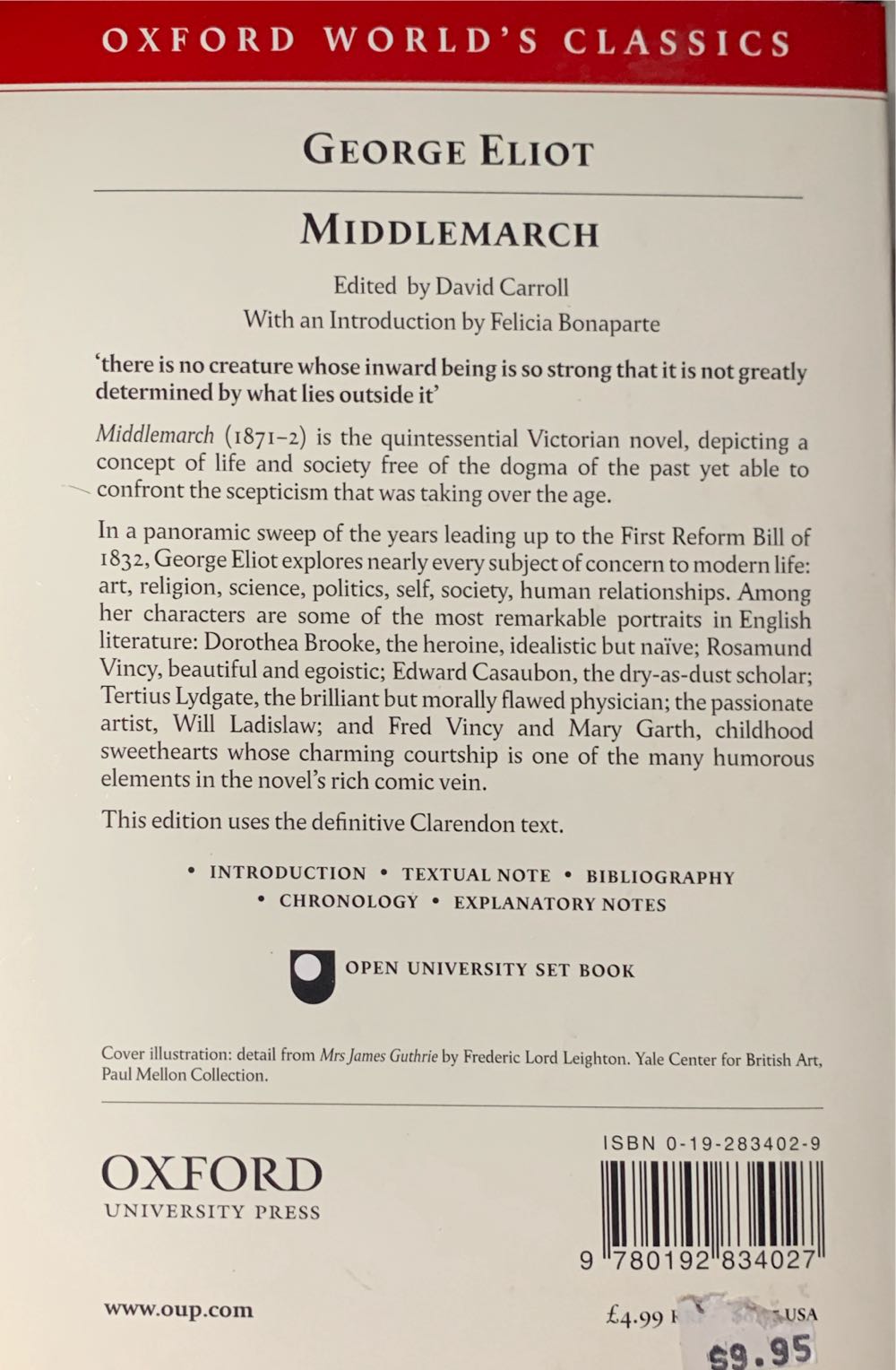 Middlemarch - George Eliot (Oxford - Paperback) book collectible [Barcode 9780192834027] - Main Image 2
