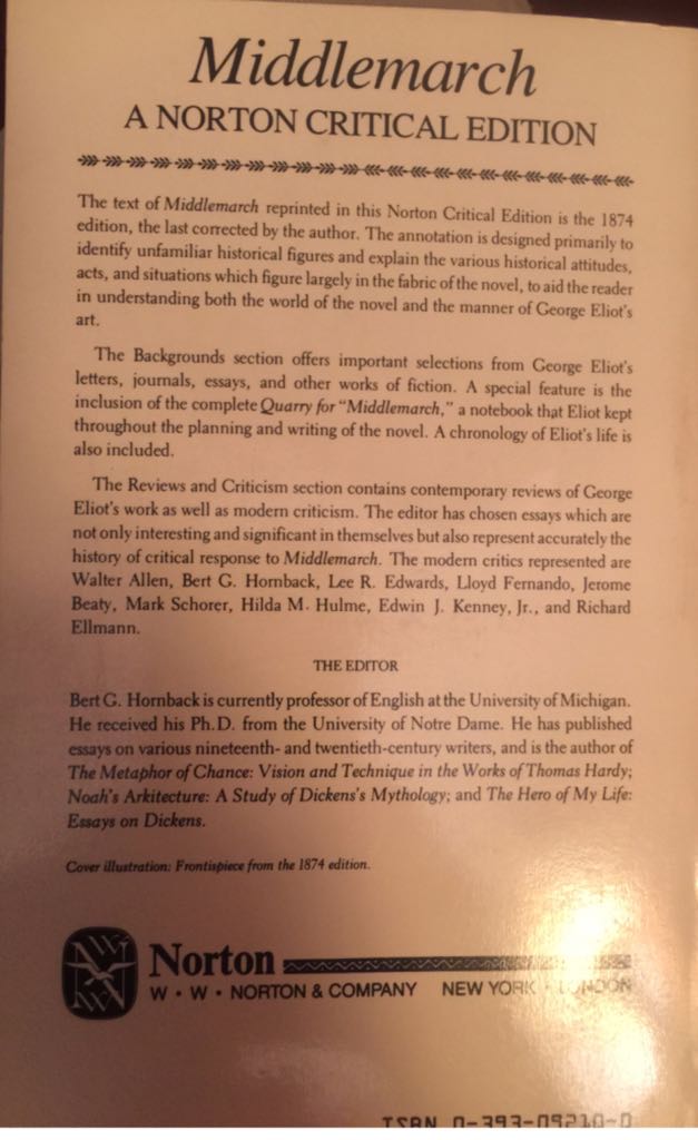 Middlemarch - George Eliot (A Norton Critical Edition) book collectible [Barcode 9780760701713] - Main Image 2