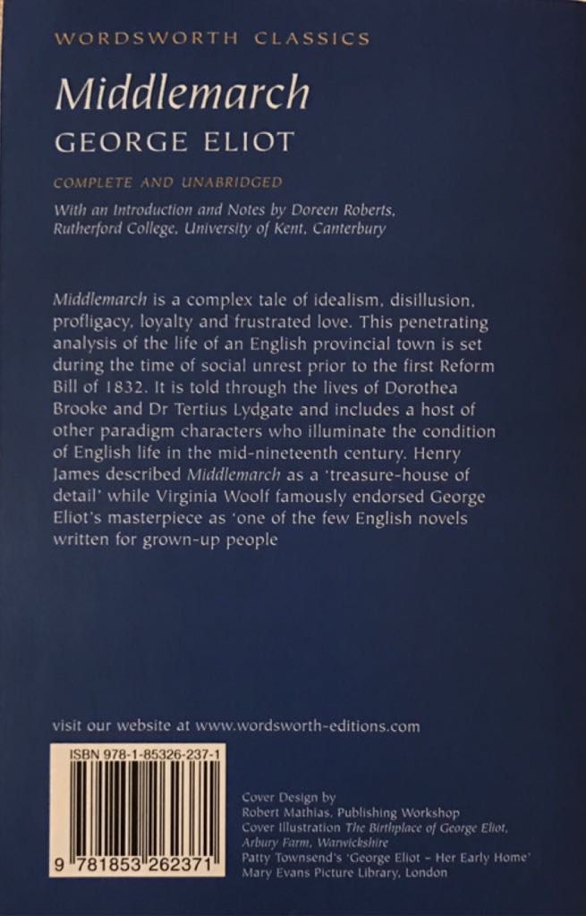 Middlemarch - George Eliot (Wordsworth Editions - Paperback) book collectible [Barcode 9781853262371] - Main Image 2