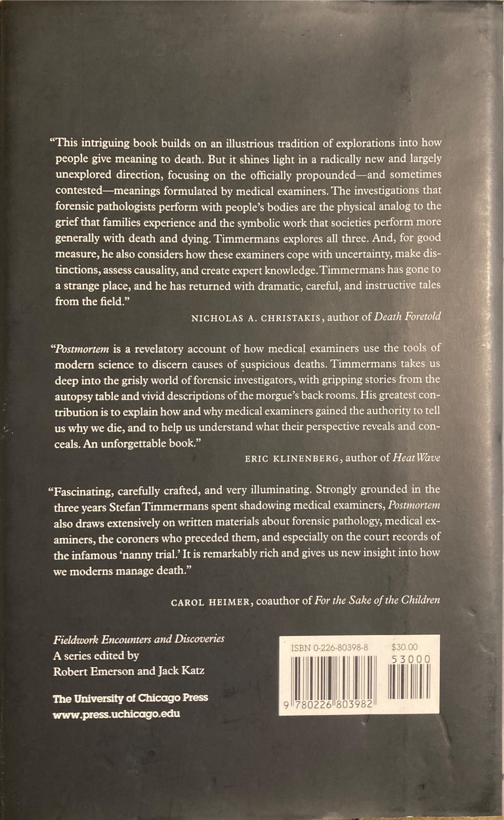 Postmortem - Stefan Timmermans (University of Chicago Press - Hardcover) book collectible [Barcode 9780226803982] - Main Image 2