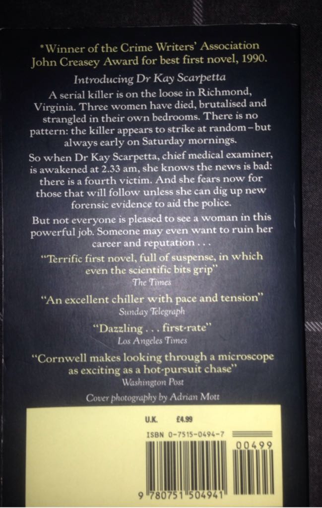 Postmortem - Patricia Cornwell (Warner Books - Paperback) book collectible [Barcode 9780751504941] - Main Image 2