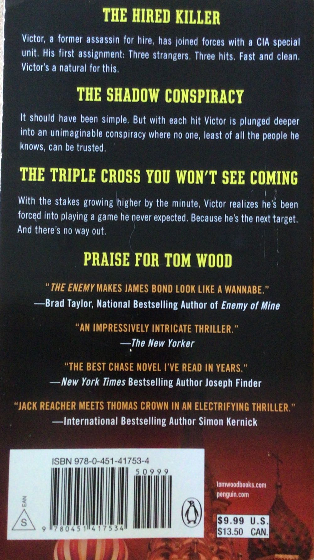 Victor:  Book #2 The Enemy - Tom Wood (Signet - Paperback) book collectible [Barcode 9780451417534] - Main Image 2