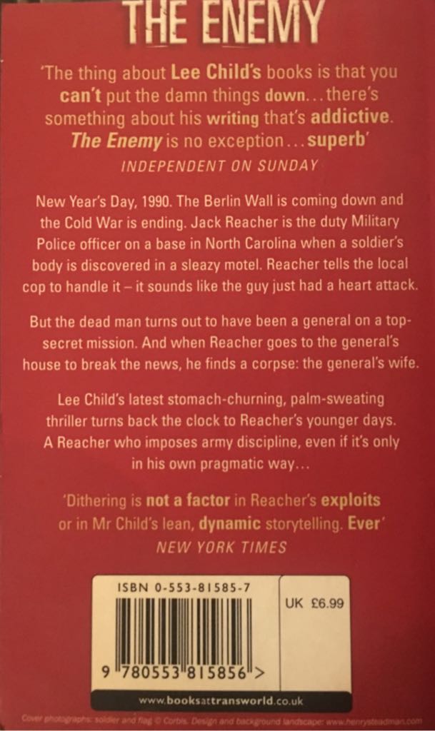 The Enemy - Lee Child (Transworld Digital - Kindle) book collectible [Barcode 9780553815856] - Main Image 2
