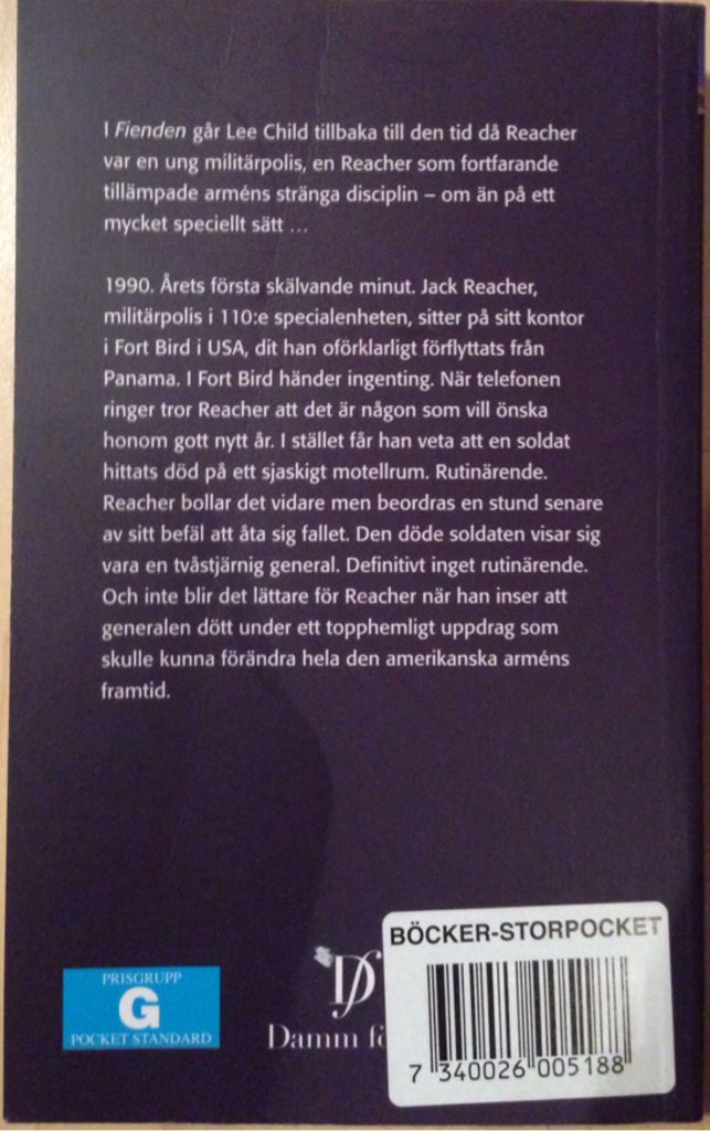 Jack Reacher 8 :Fienden (The Enemy) - Lee Child (Bantam Books - Paperback) book collectible [Barcode 9780593051825] - Main Image 2