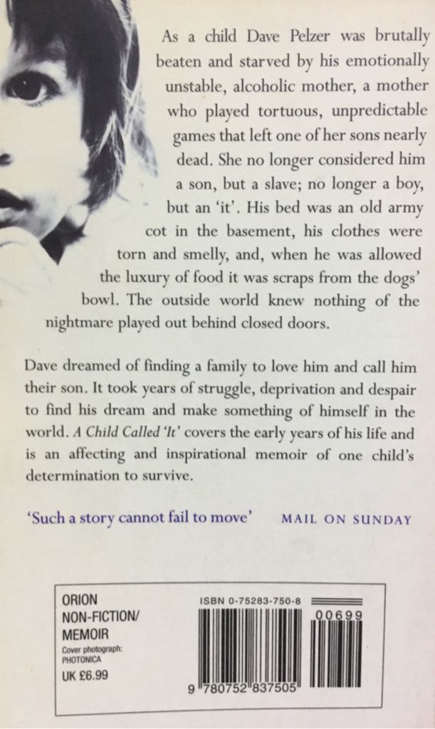 A Child Called It - Dave Pelzer (Orion - Paperback) book collectible [Barcode 9780752837505] - Main Image 2