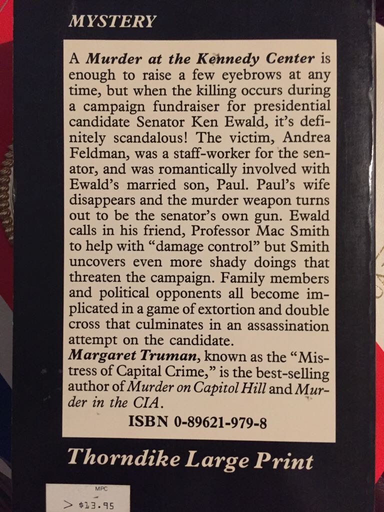 Murder At The Kennedy Center  (Paperback) book collectible [Barcode 9780896219793] - Main Image 2