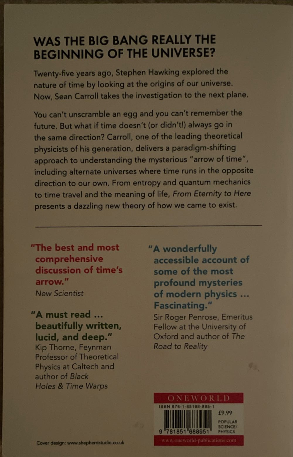 From Eternity To Here: The Quest For The Ultimate Theory Of Time - Sean Carrol (Oneworld) book collectible [Barcode 9781851688951] - Main Image 2