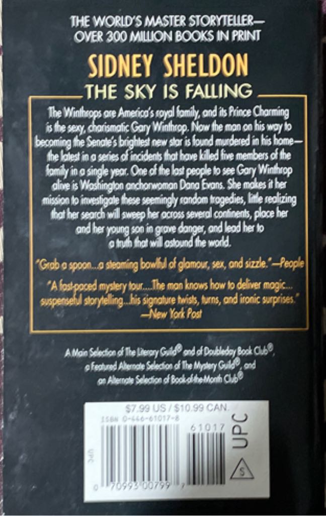 The Sky is Falling - Sidney Sheldon (Warner Books - Mass Market Paperback) book collectible [Barcode 9780446610179] - Main Image 2