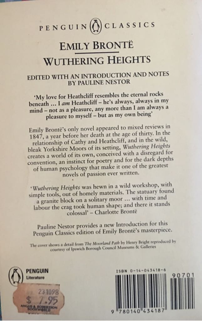 Wuthering Heights - Emily Bronte (Penguin Classics - Paperback) book collectible [Barcode 9780140434187] - Main Image 2