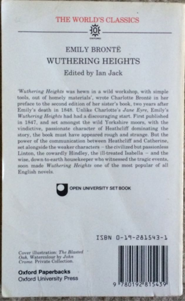 Wuthering Heights - Emily Bronte (Oxford University Press - Paperback) book collectible [Barcode 9780192815439] - Main Image 2
