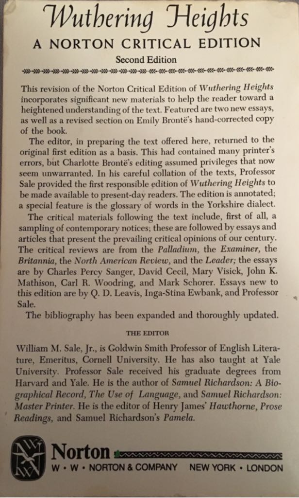 Wuthering Heights - Emily Brontë (W. W. Norton - Paperback) book collectible [Barcode 9780393094008] - Main Image 2