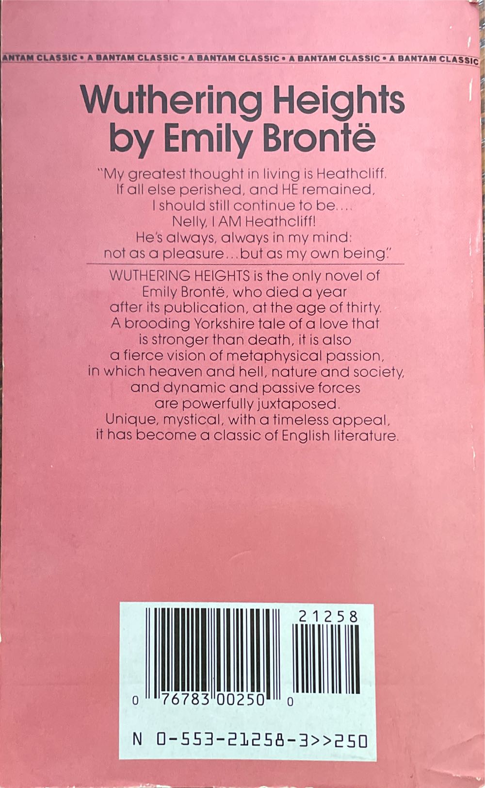 Wuthering Heights - Emily Bronte (A Bantam Classic - Paperback) book collectible [Barcode 9780553212587] - Main Image 2