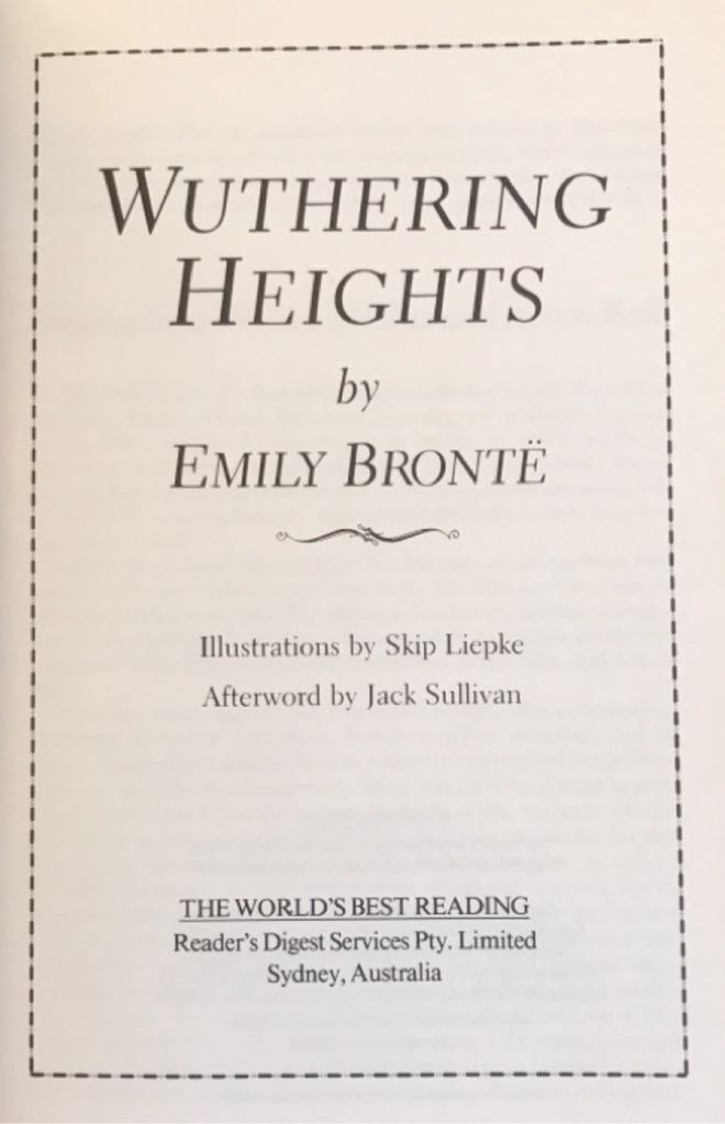 Wuthering Heights - Emily Bronte (Reader’s Digest Association, Inc. - Hardcover) book collectible [Barcode 9780895771599] - Main Image 2
