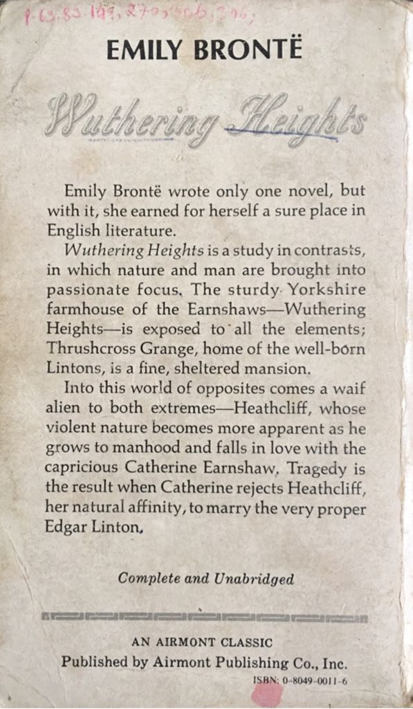 Wuthering Heights - Emily Brontë (Airmont Books - Paperback) book collectible - Main Image 2