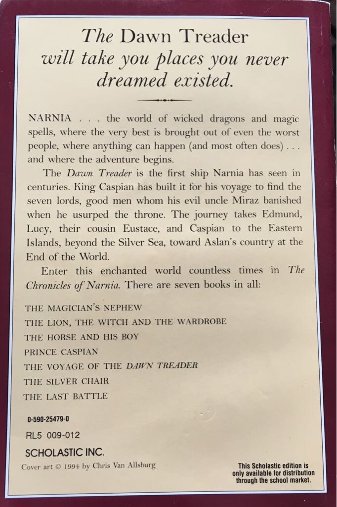 Voyage Of The Dawn Treader, The - C.S. Lewis (Scholastic Inc. - Paperback) book collectible - Main Image 2