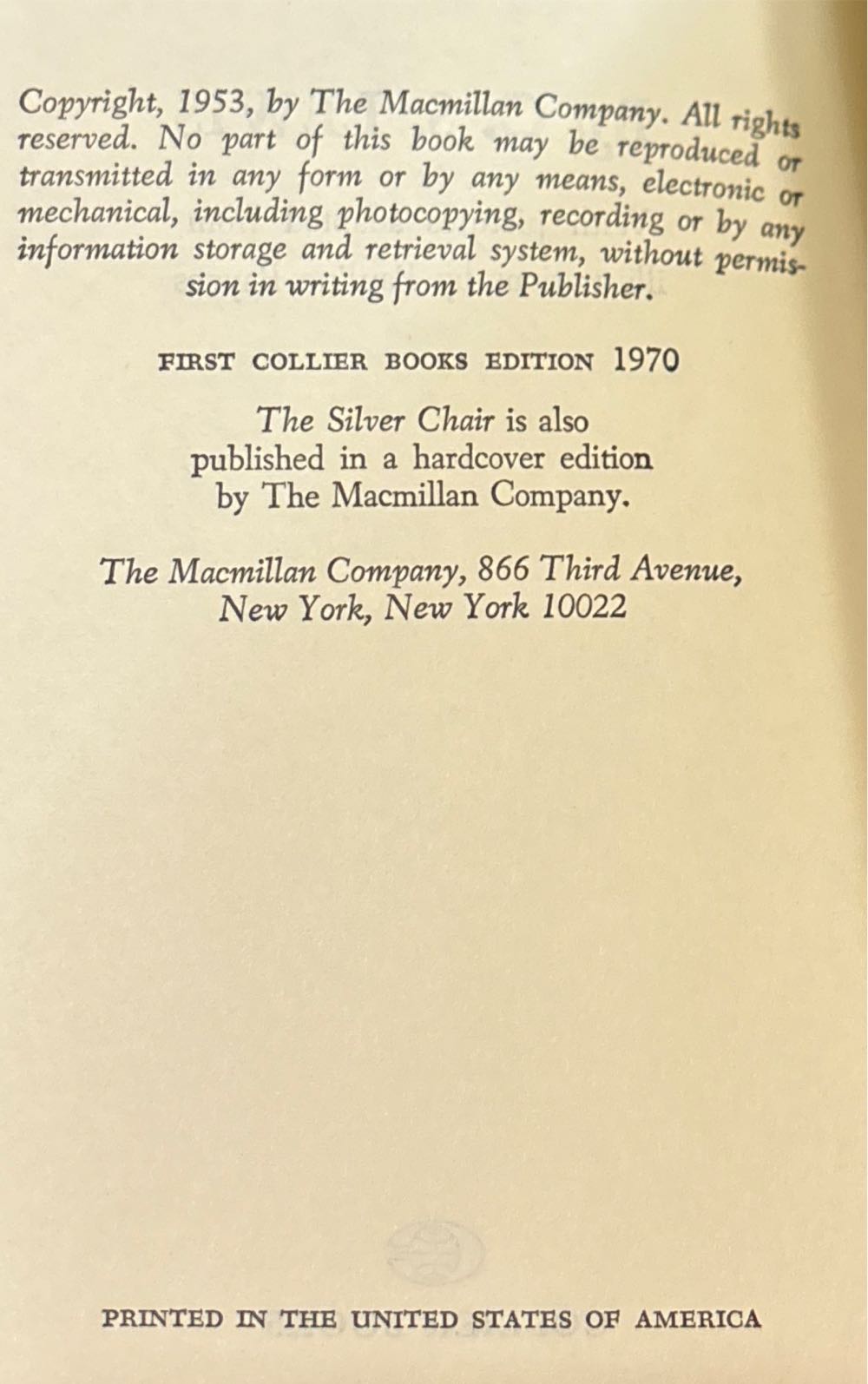 The Silver Chair - C. S. Lewis (The MacMillian Company - Paperback) book collectible - Main Image 3