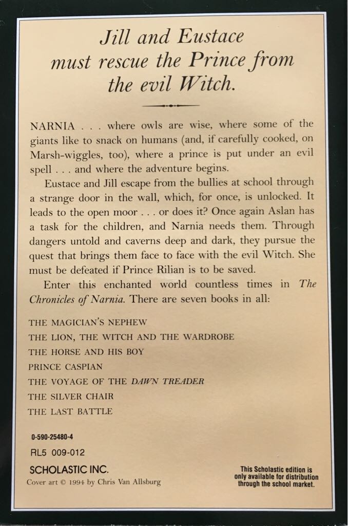 Silver Chair, The - C. S. Lewis (Scholastic Inc. - Paperback) book collectible - Main Image 2