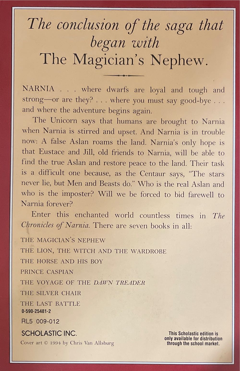The Last Battle - C. S. Lewis (Harper Collins Publishers - Hardcover) book collectible [Barcode 9780060234935] - Main Image 3