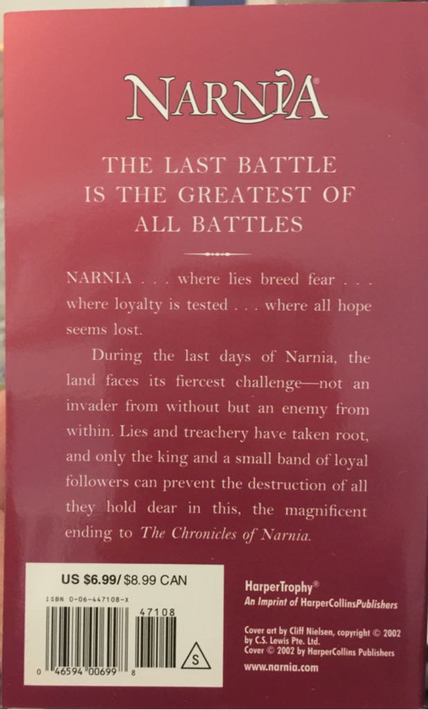 The Last Battle - S. Lewis (HarperTrophy - Paperback) book collectible - Main Image 2