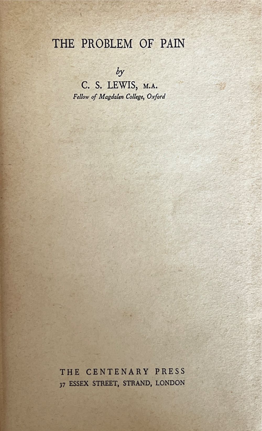 Problem Of Pain, The - C. S. Lewis (Collins Fount Paperbacks - Paperback) book collectible [Barcode 9780006245674] - Main Image 3