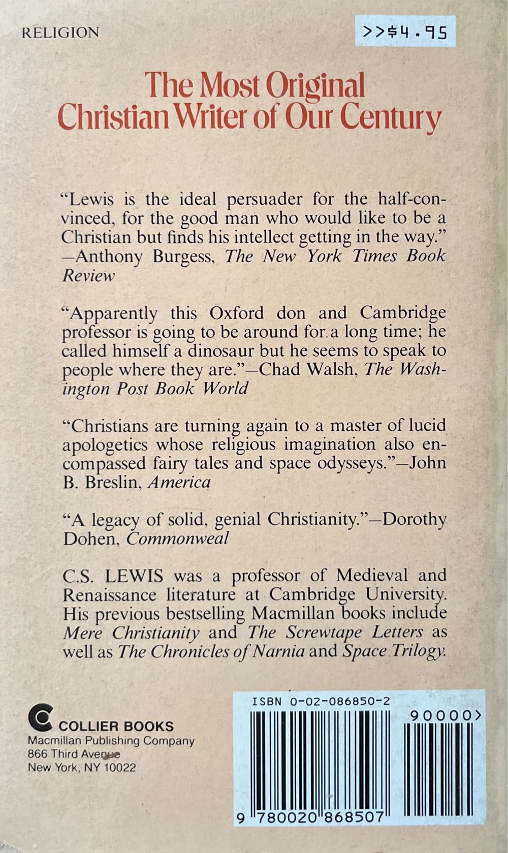 The Problem of Pain - C. S. Lewis (Macmillan - Paperback) book collectible [Barcode 9780020868507] - Main Image 2